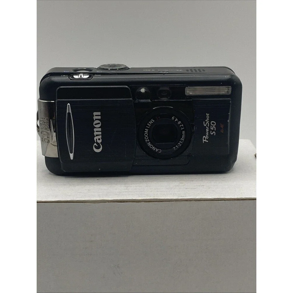 Canon PowerShot S50 5MP Digital Camera Black AS-IS Untested Cosmetic Wear